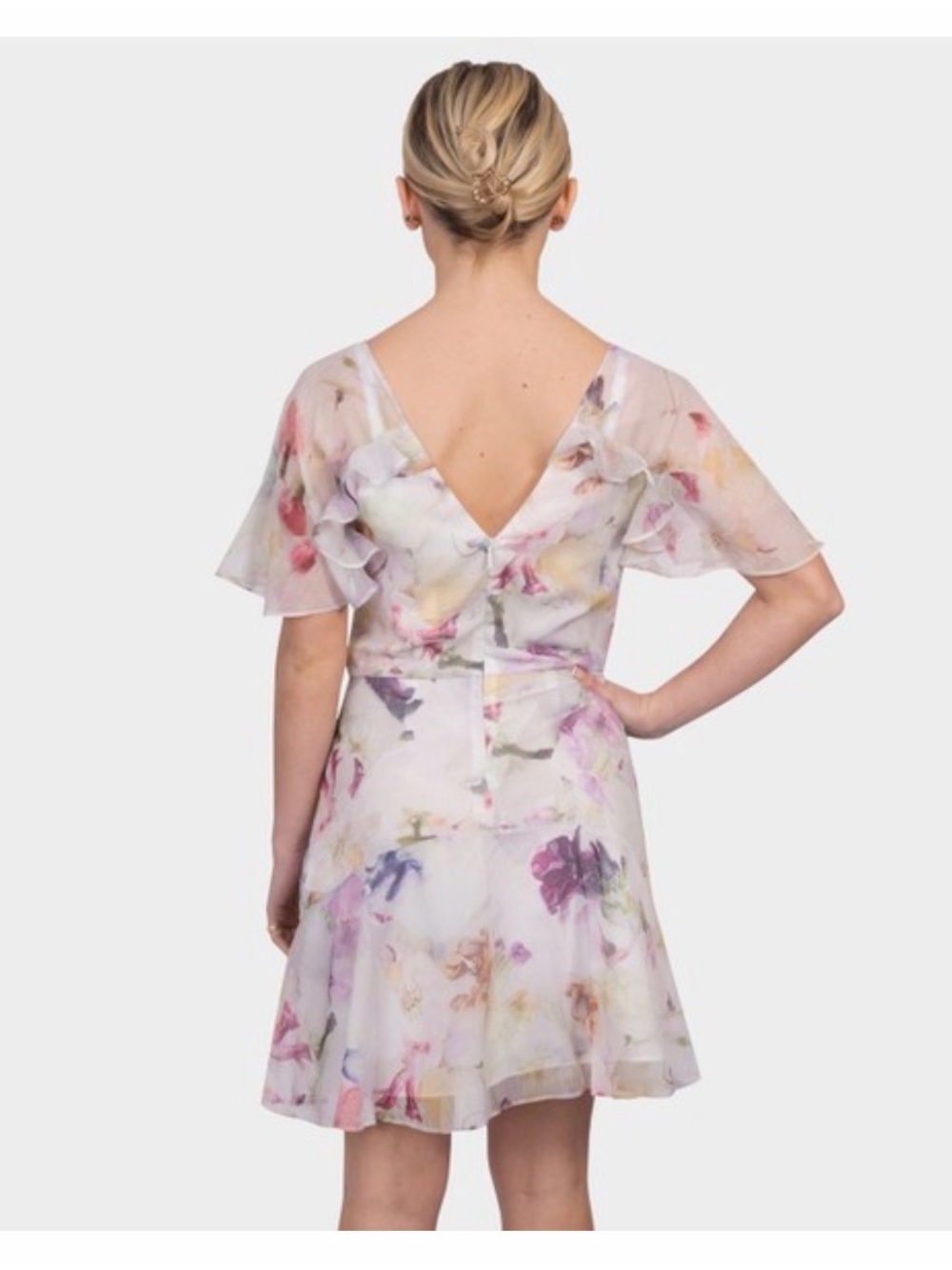 Ted Baker London Pastel Floral V-Back Short Dress
